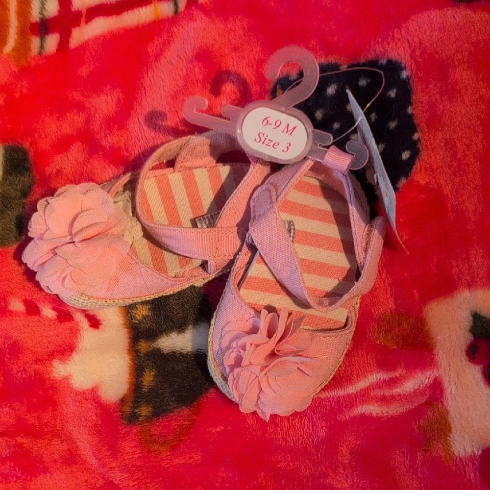 Pink Baby Sandals with Floral Design